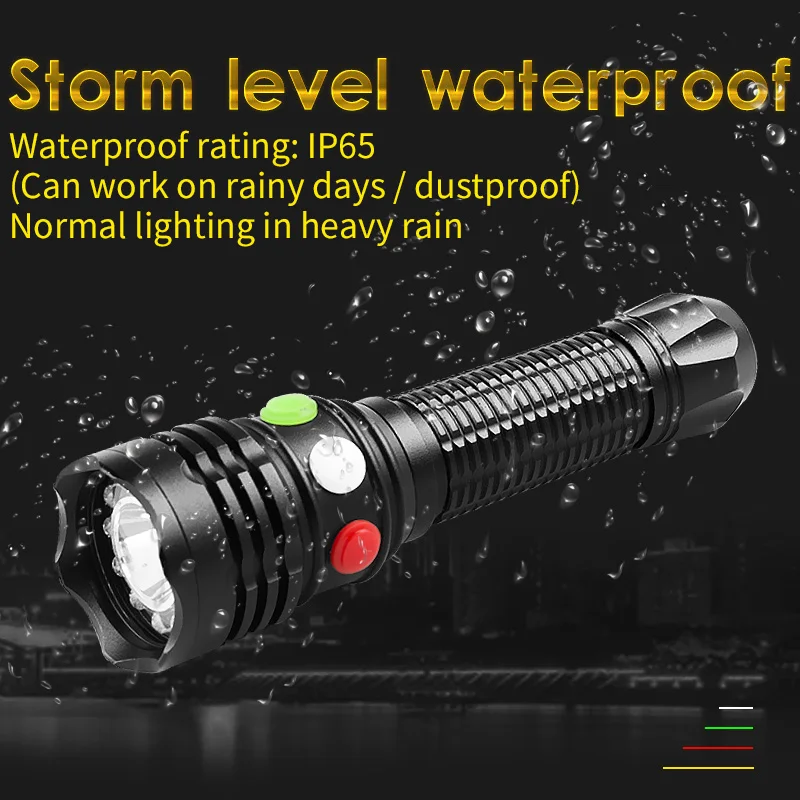Three-light source LED flashlight outdoor camping adventure waterproof indicator portable rechargeable flashlight
Three-light source LED flashlight outdoor camping adventure waterproof indicator portable rechargeable flashlight