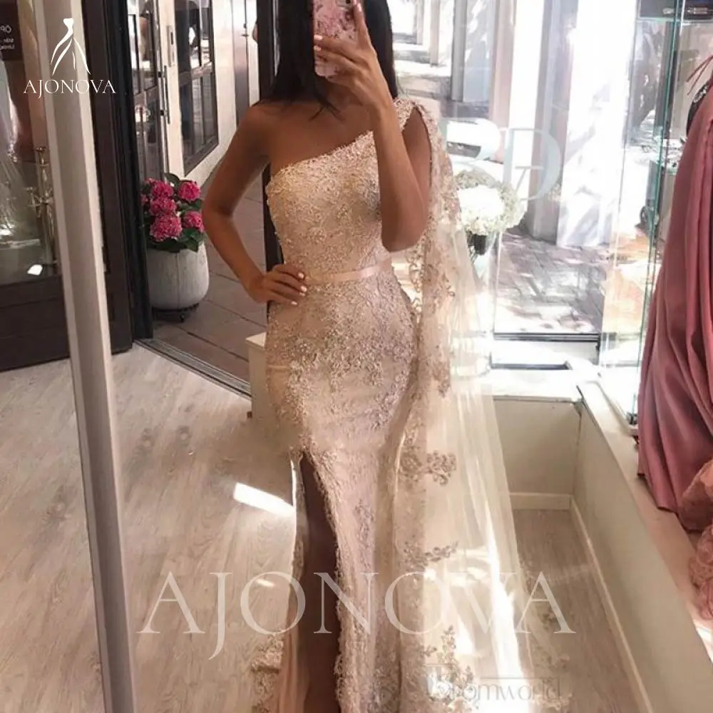 Pink Lace Wedding Party Dresses for Bridesmaid Mermaid Side Split One Shoulder Appliques Elegant Gowns Bridesmaid Dress Woman
Pink Lace Wedding Party Dresses for Bridesmaid Mermaid Side Split One Shoulder Appliques Elegant Gowns Bridesmaid Dress Woman
