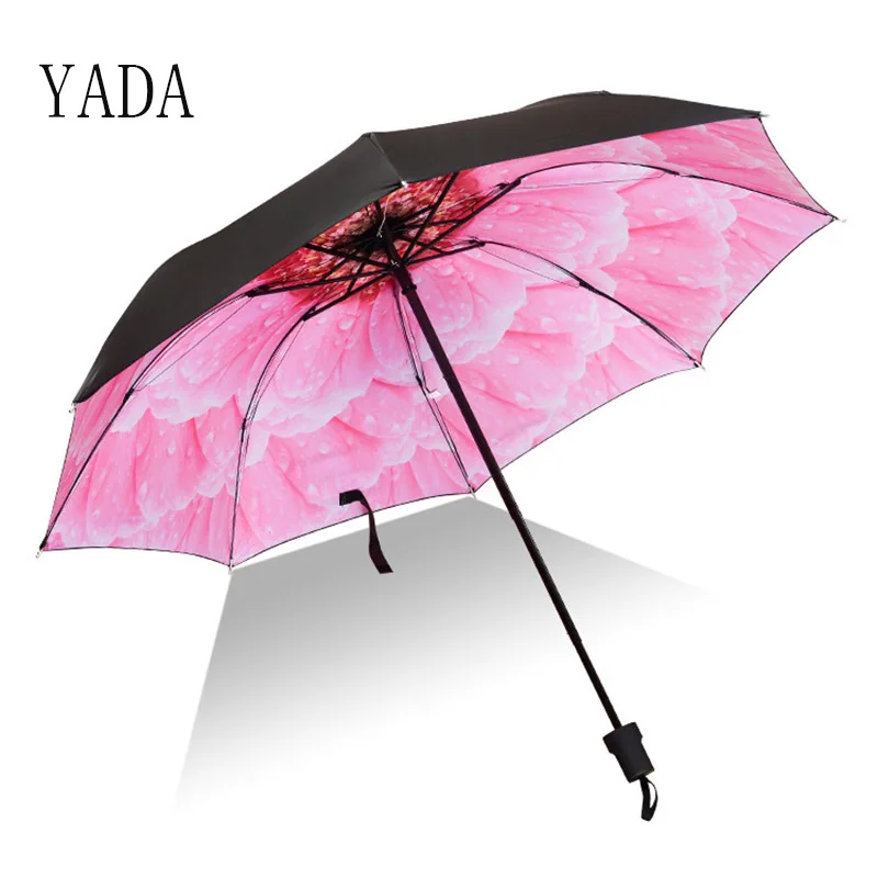 Складной зонт YADA YD200067 с розовыми цветами защита от дождя УФ излучения
