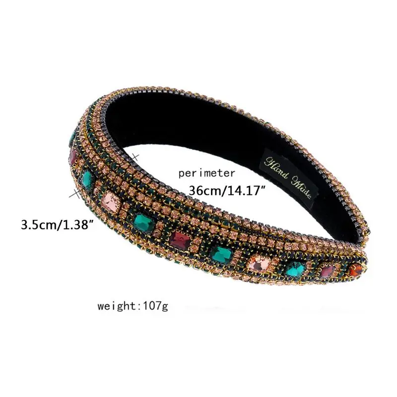 Baroque Vintage Ladies Jewelry Wide Bandana Multicolored Square Crystal Headband Glitter Rhinestone Chain Prom Hair Hoop
Baroque Vintage Ladies Jewelry Wide Bandana Multicolored Square Crystal Headband Glitter Rhinestone Chain Prom Hair Hoop