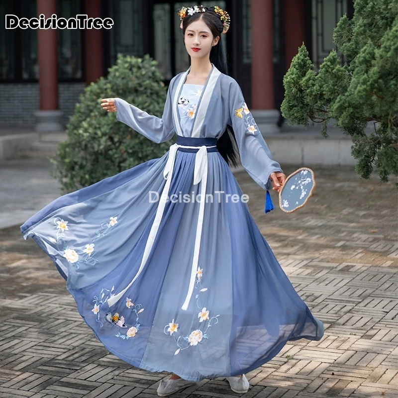 

Женский Традиционный китайский костюм hanfu 2021, танцевальная одежда для девушек, Женская сказочная одежда для косплея, костюм Восточной древн...