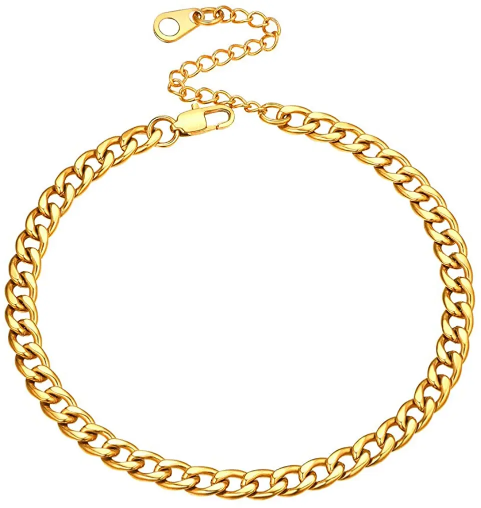Womens Stainless Steel 3/5MM Cuban/Figaro/Rope/Box Chain Summer Anklets, Silver/18K Gold Plated, Adjustable -8.5/9" BM152
Womens Stainless Steel 3/5MM Cuban/Figaro/Rope/Box Chain Summer Anklets, Silver/18K Gold Plated, Adjustable -8.5/9" BM152