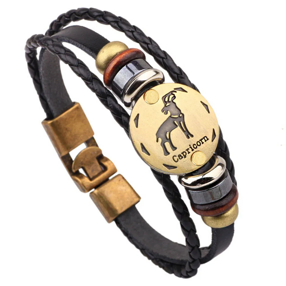 12 Constellations Bracelet Fashion Jewelry Leather Personality For Women And Men Couple Pulseira | Украшения и аксессуары