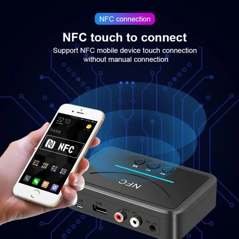 Новый NFC Беспроводной адаптер Bluetooth ресивер V5.0 + EDR USB 3 5 мм 2RCA AUX HiFi стерео аудио для