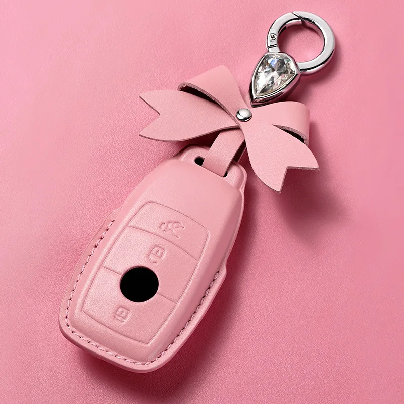 Luxury design key case Suitable for Mercedes-Benz E-class female product bowknot Metal key ring with car leather key cover Pink
Luxury design key case Suitable for Mercedes-Benz E-class female product bowknot Metal key ring with car leather key cover Pink