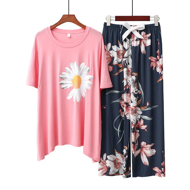 2021 New Plus Size Modal Cotton Women's Pajamas Set Loose Casual Summer Home Clothes Ladies Short Sleeve Pyjamas Suit
2021 New Plus Size Modal Cotton Women's Pajamas Set Loose Casual Summer Home Clothes Ladies Short Sleeve Pyjamas Suit