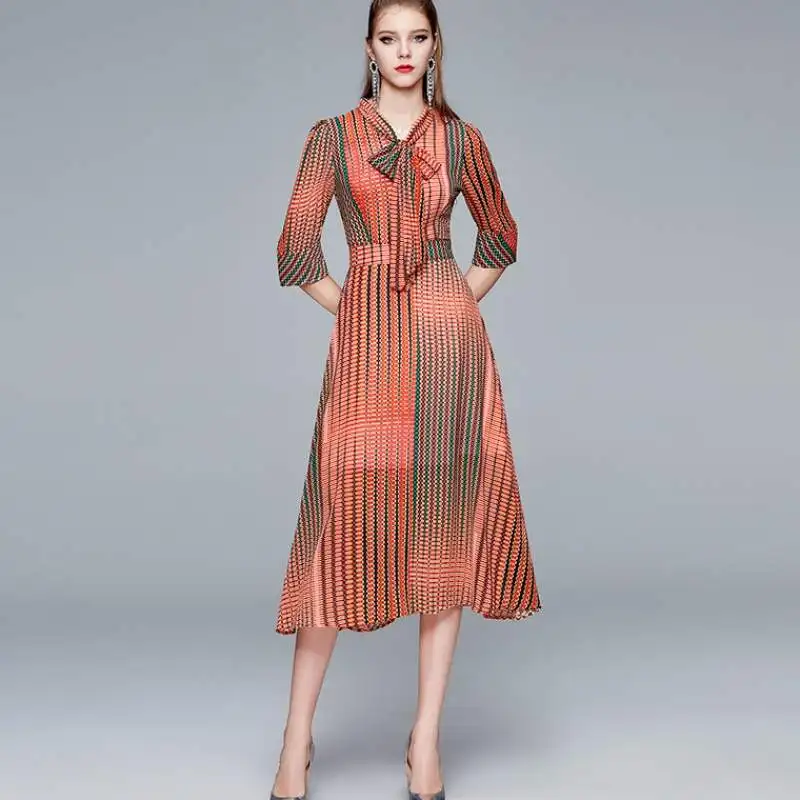 Women Spring & Summer Elegant Printing Chiffon Dress High Quality Office Femme Lace-Up Bow Designer Fashion Party Robe Vestidos
Women Spring & Summer Elegant Printing Chiffon Dress High Quality Office Femme Lace-Up Bow Designer Fashion Party Robe Vestidos