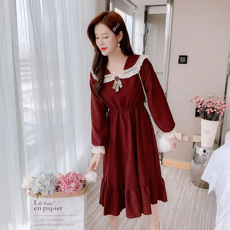 One-Piece 2020 Korean Style Spring Autumn Chic Dress French Casual Temperament Elastic Waist Dress Sailor Collar Ruffle Dresses
One-Piece 2020 Korean Style Spring Autumn Chic Dress French Casual Temperament Elastic Waist Dress Sailor Collar Ruffle Dresses