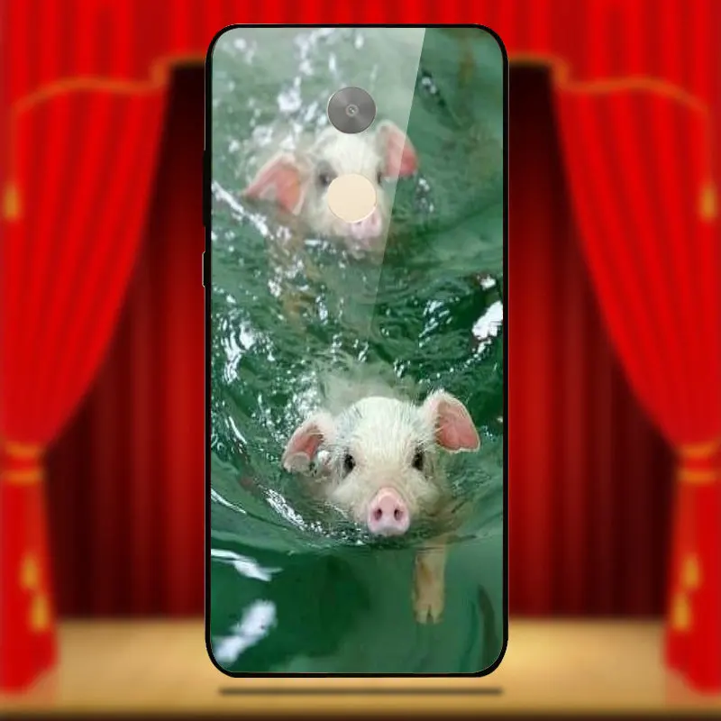 Популярный чехол для телефона с милым свиньей Свинкой из закаленного стекла Xiaomi