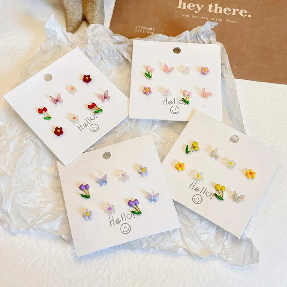 8PCS/SET Cute Romantic Colorful Acrylic Butterfly Flower Earrings Irregular Geometric Mini Studs Earrings for Women Jewelry Gift
8PCS/SET Cute Romantic Colorful Acrylic Butterfly Flower Earrings Irregular Geometric Mini Studs Earrings for Women Jewelry Gift