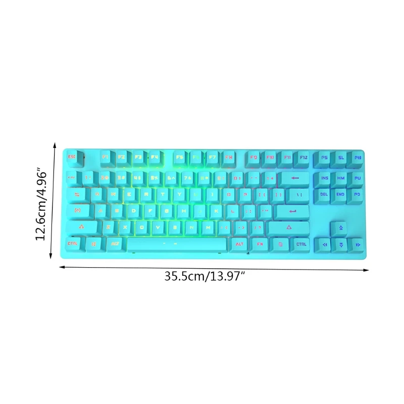 

87 Key Mechanical Gaming Keyboard Green Shaft USB Wired With LED RGB Backlight Two-Color Injection Birthday Gift