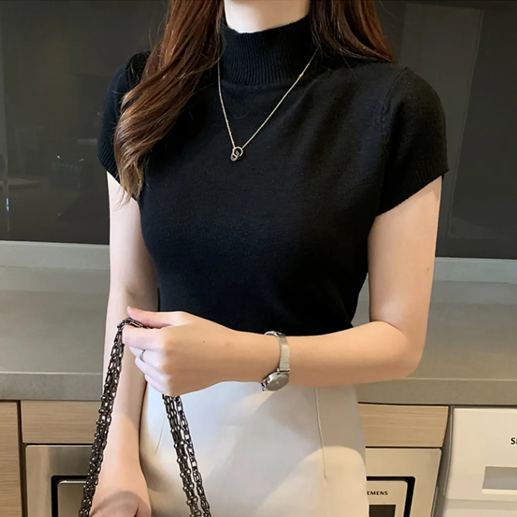 Blouse Women 2021 Summer Knitted Tees Plain O-neck Solid Knitted Short Sleeve Blouse 2021 Summer Casual Blouse Womem #S
Blouse Women 2021 Summer Knitted Tees Plain O-neck Solid Knitted Short Sleeve Blouse 2021 Summer Casual Blouse Womem #S