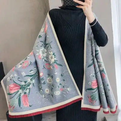 New Designer Cashmere Floral Winter Scarf Foulard Long Large Shawls Wrap Autumn Winter Warm Pashmina Bandana Female 2020 
New Designer Cashmere Floral Winter Scarf Foulard Long Large Shawls Wrap Autumn Winter Warm Pashmina Bandana Female 2020
