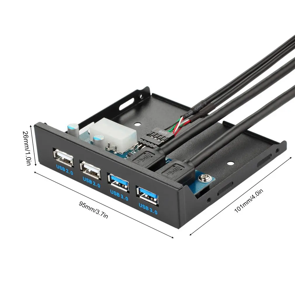 Front Panel USB 3.0 USB 2.0 Hub 4 Ports 3.5 Inches Floppy Disk Bay Metal USB Hub With 2 USB 3.0 Ports 24+28AWG