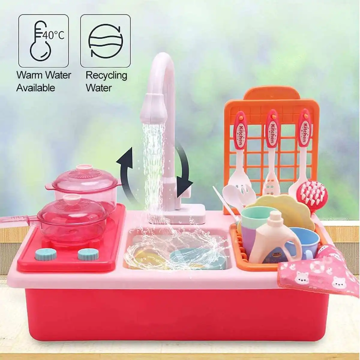 

Детская пластиковая имитация электрической посудомоечной машины, ролевая игра, кухонные игрушки с электрической водой, набор для умывальн...