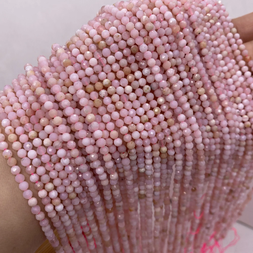 

3mm Pink Opal Charm Fashion 100% Natural Semi-precious Stone Faceted Loose Beads for Jewelry Making DIY Necklace Bracelet 36cm