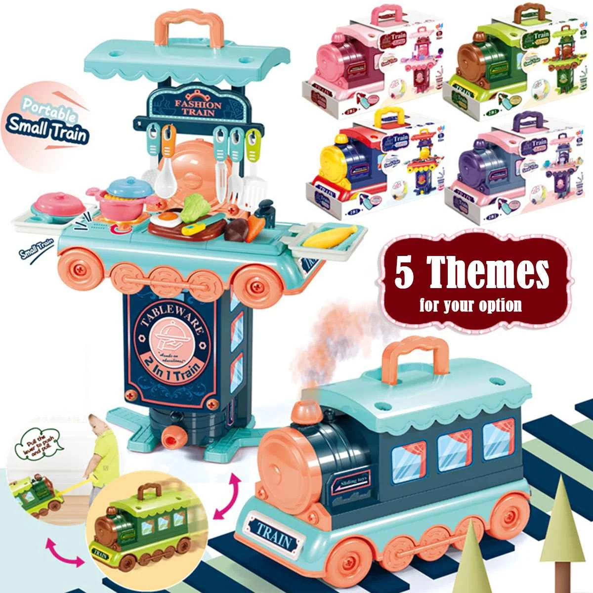 2IN1 Kids Simulation Kitchen Toy Train Kitchen/Makeup/Dessert Playset Pretend Play Toy Set Can Deform to Toy Train Children Gift
2IN1 Kids Simulation Kitchen Toy Train Kitchen/Makeup/Dessert Playset Pretend Play Toy Set Can Deform to Toy Train Children Gift