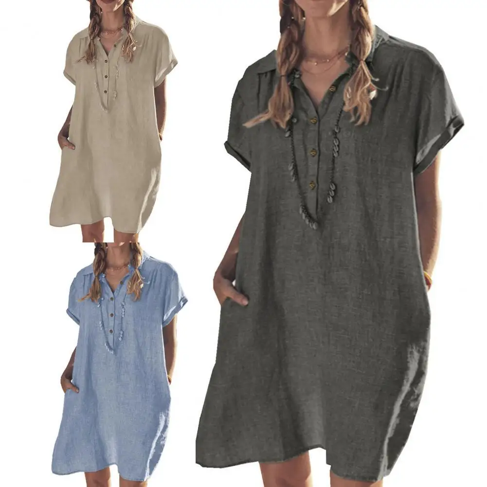 Women Summer Dress Shirt Dress Solid Color Pockets Dress 2021 New Fashion Women Short Sleeve Lapel Buttons Dress for Dating
Women Summer Dress Shirt Dress Solid Color Pockets Dress 2021 New Fashion Women Short Sleeve Lapel Buttons Dress for Dating