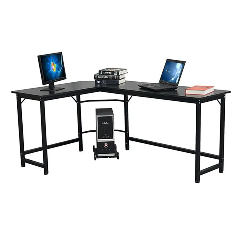 L-образный настольный компьютерный стол офисный черный учебный угловой для