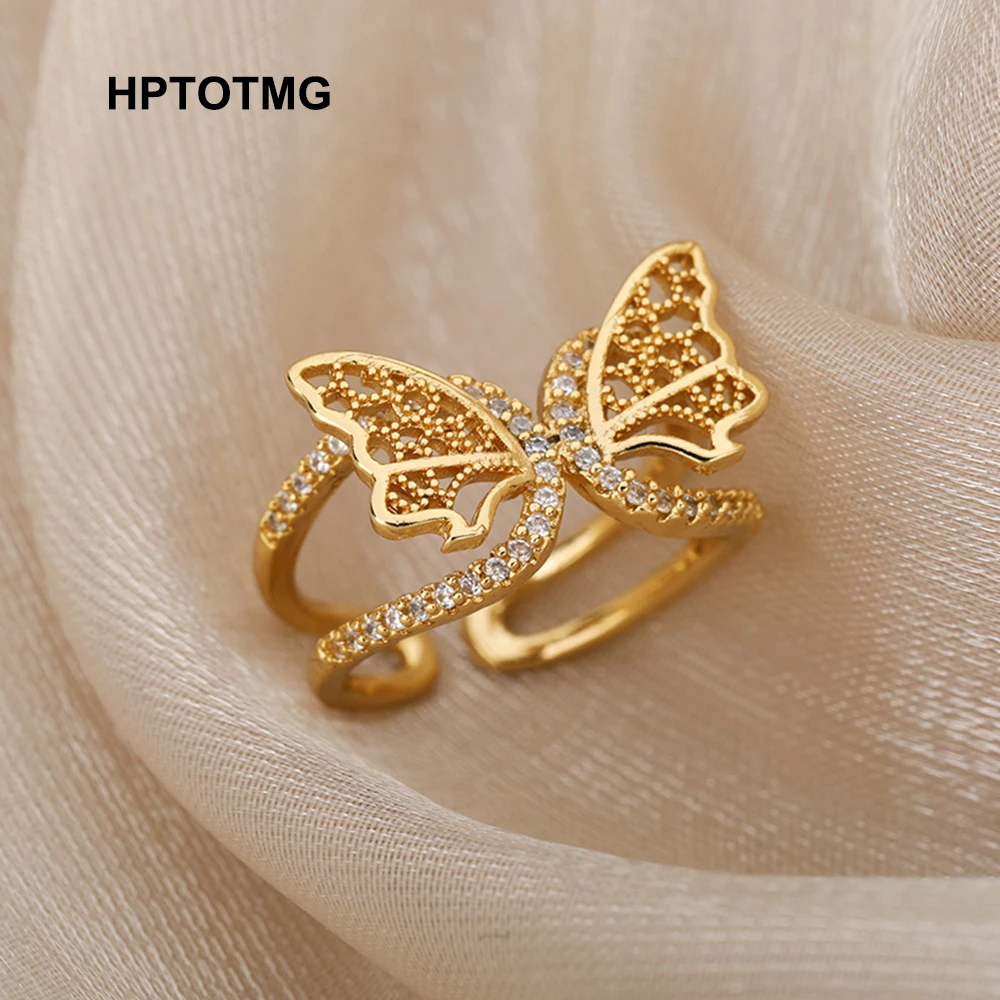 Luxury Zircon Butterfly Dual-Layered Wedding Rings for Women Teens Stainless Steel Punk Open Rings 2022 Trend Jewelry Gifts
Luxury Zircon Butterfly Dual-Layered Wedding Rings for Women Teens Stainless Steel Punk Open Rings 2022 Trend Jewelry Gifts