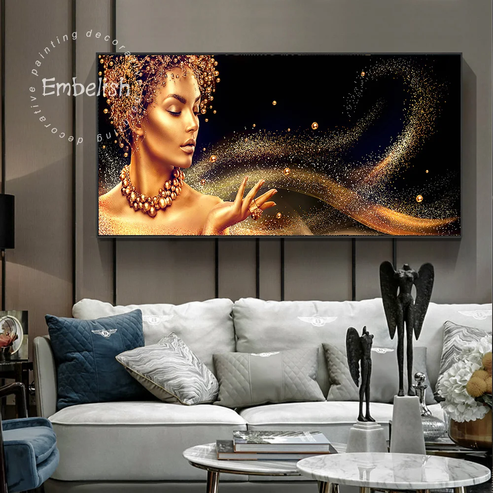 1 Pieces Black And Golden African Nude Woman Modern Home Decor Posters For Living Room Caudros Wall Pictures HD Canvas Painting
1 Pieces Black And Golden African Nude Woman Modern Home Decor Posters For Living Room Caudros Wall Pictures HD Canvas Painting