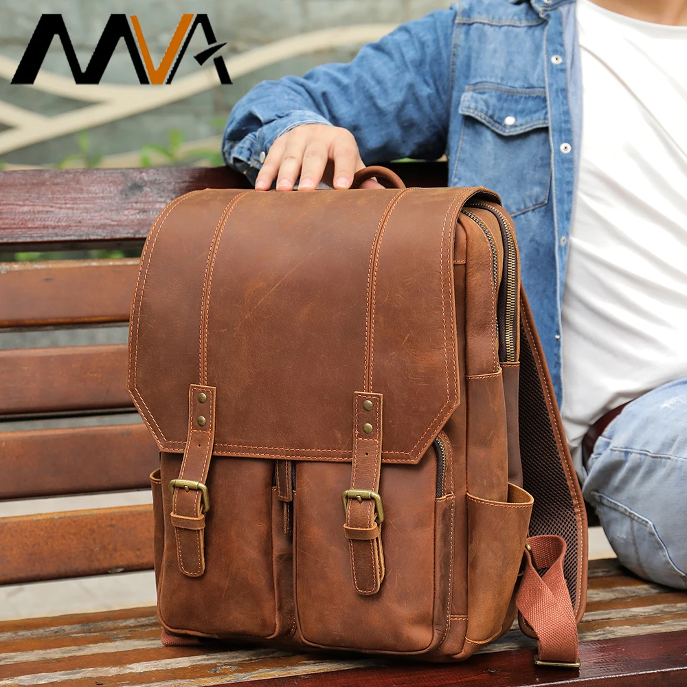 MVA Men's Genuine Leather Backpack 15.6 inch Laptop Backpack Vintage Travel Large School Shoulder Bag Backpacks Men Style 1124
MVA Men's Genuine Leather Backpack 15.6 inch Laptop Backpack Vintage Travel Large School Shoulder Bag Backpacks Men Style 1124