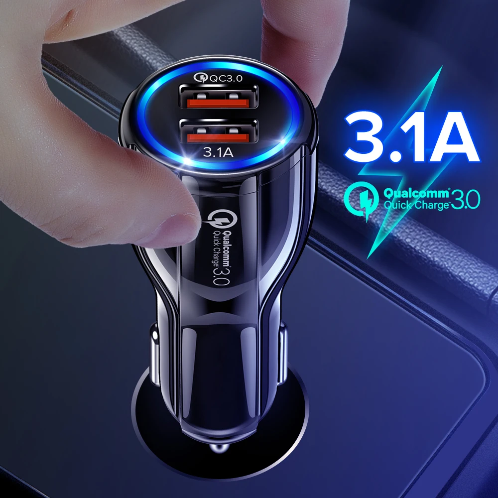 

18W 3.1A Car Chargers 2 Ports Fast Charging Universal Aluminum Dual USB Car-charger Adapter For Samsung Huawei Xiaomi iphone 11