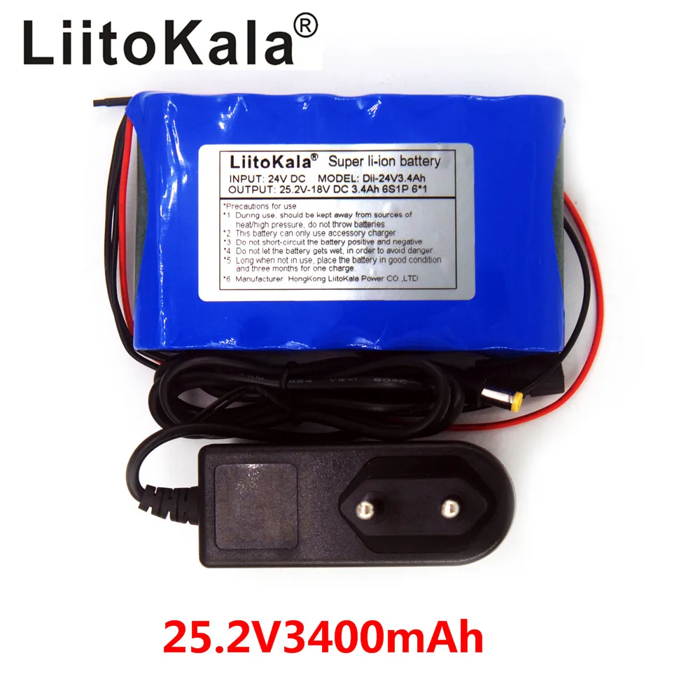 LiitoKala 24V 25.2V 3400mAh Lithium Li-ion Rechargeable Battery Pack Max 3A with built-in protection circuit board PCM
LiitoKala 24V 25.2V 3400mAh Lithium Li-ion Rechargeable Battery Pack Max 3A with built-in protection circuit board PCM