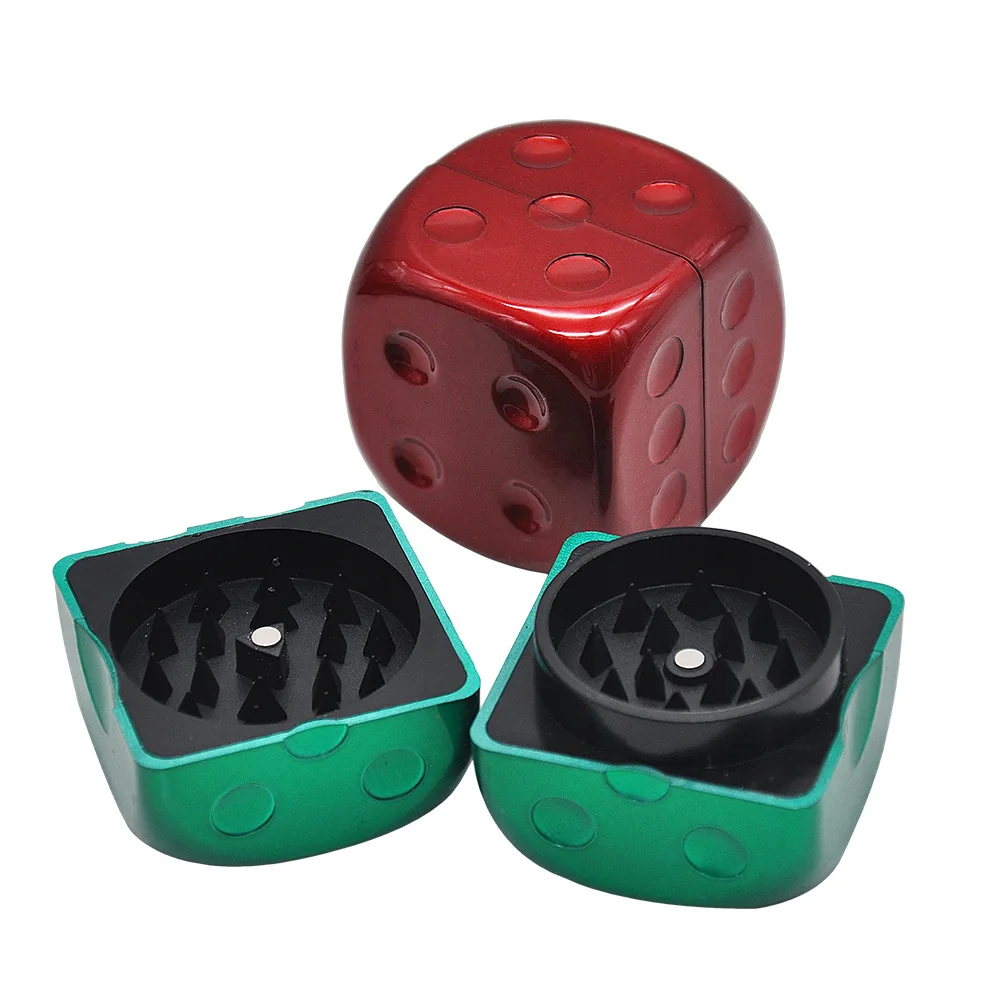 

2-layer Plastic Weed Grinder 47MM/1.85inch Creative Dice Shape Spice Herb Tobacco Grass Grinder for Smoking Accessories