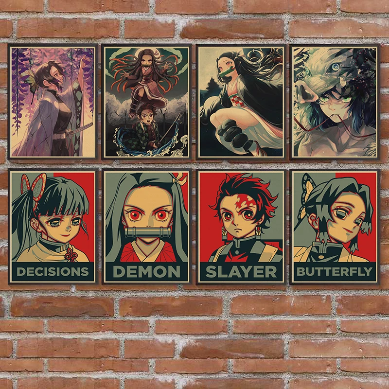 

Demon Slayer: Kimetsu no Yaiba Poster Kamado Tanjirou Agatsuma Zenitsu Home Room Decor Art Anime Wall Stickers