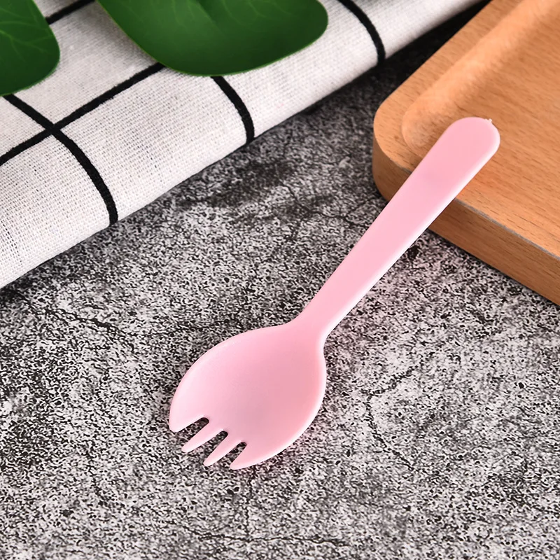 100pcs/set 2-in-1 Disposable Plastic Spoon Forks For Cake Ice Cream Salad Fruit Dessert Restaurants And Kids Birthday Parties
100pcs/set 2-in-1 Disposable Plastic Spoon Forks For Cake Ice Cream Salad Fruit Dessert Restaurants And Kids Birthday Parties