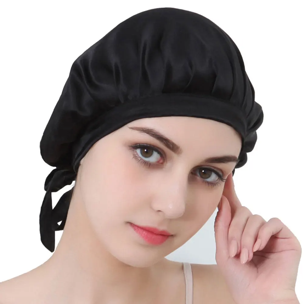 Solid Color Nightcap Real Silk Sleeping Cap Hair Loss Cap Hats for Women Girls (Black)
Solid Color Nightcap Real Silk Sleeping Cap Hair Loss Cap Hats for Women Girls (Black)