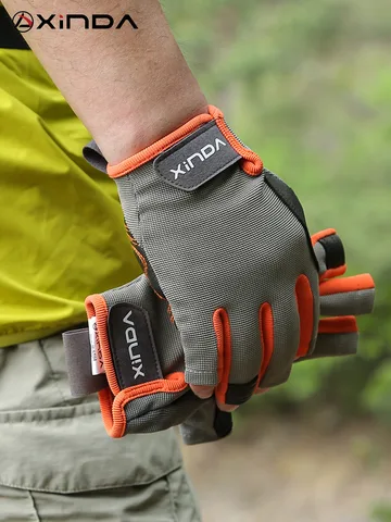 Перчатки XINDA износостойкие, профессиональные перчатки из воловьей кожи с полупальцами для занятий спортом на открытом воздухе, скалолазания, горного туризма, против скольжения