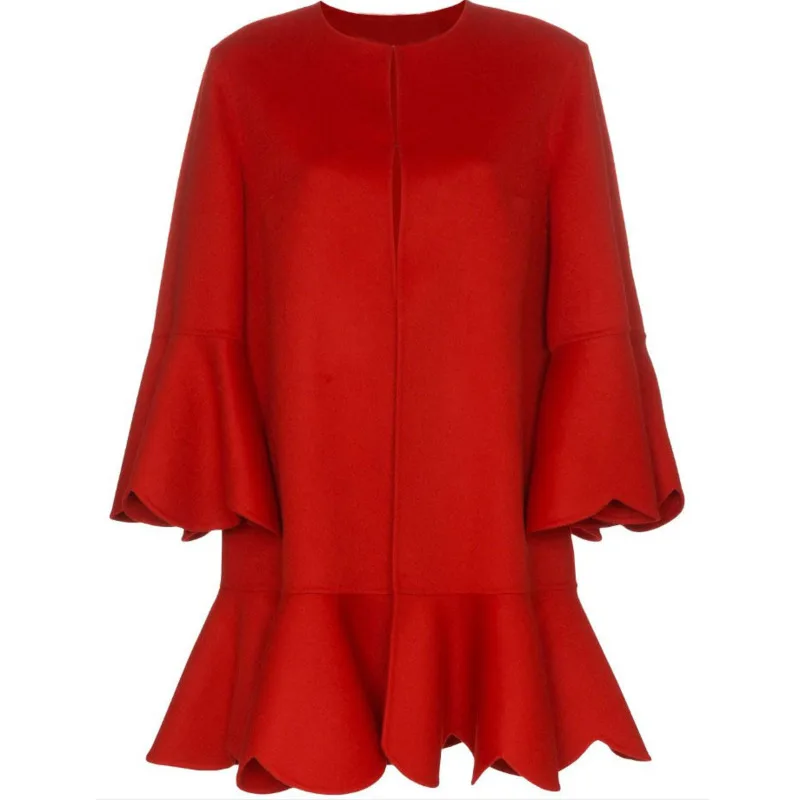 LANMREM red elegant round-neck ruffled bottom street wear fashion long large size coat for female New autumn and winter 2A1345
LANMREM red elegant round-neck ruffled bottom street wear fashion long large size coat for female New autumn and winter 2A1345