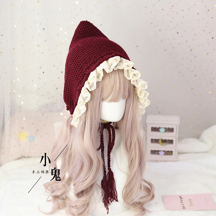 Women's Kawaii Lace Tassel Bandage Woolen Hat Sweet Lolita Winter Earmuff Knitted Hat Korean Mori Girl Warm Knitting Cap
Women's Kawaii Lace Tassel Bandage Woolen Hat Sweet Lolita Winter Earmuff Knitted Hat Korean Mori Girl Warm Knitting Cap