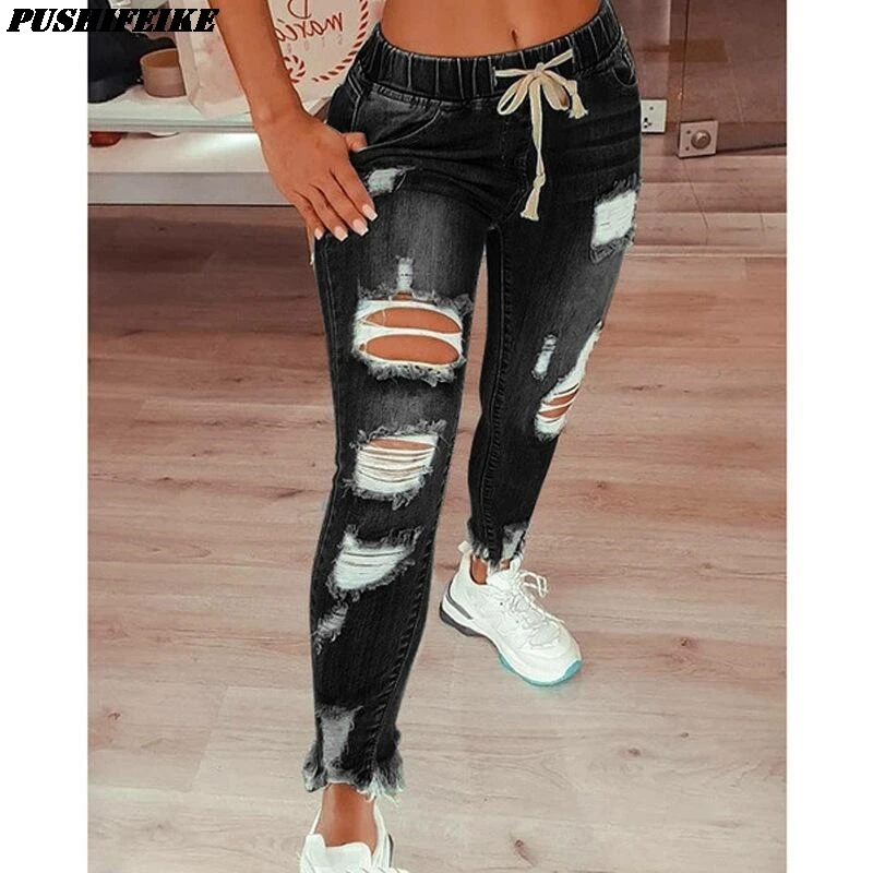 PUSHIFEIKE 2021 Pullout Denim Jeans Ladies Ripped Stretch Stretch Large Size Tight Casual Pencil Trousers
PUSHIFEIKE 2021 Pullout Denim Jeans Ladies Ripped Stretch Stretch Large Size Tight Casual Pencil Trousers