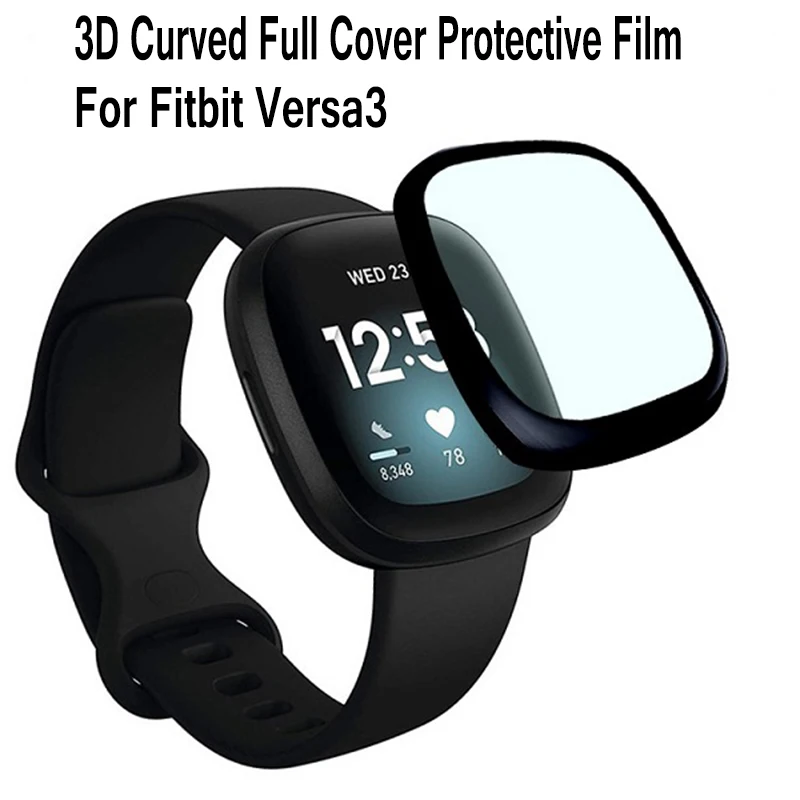 

Easy to Install 3D Curved Full Cover Protective Film for Fitbit Versa 3/Sense smart watch Scratch Proof Super Clear Cover Screen