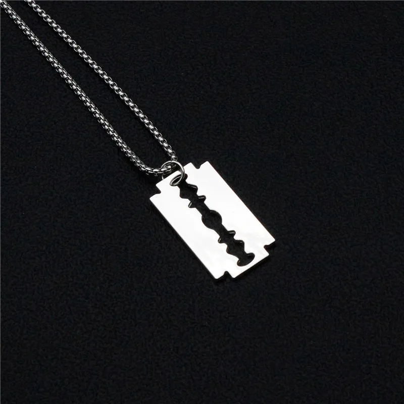 hip hop punk Fashion Silver Color Stainless Steel Razor Blades Pendant Necklaces Men Jewelry Steel Male Shaver Shape Necklace
hip hop punk Fashion Silver Color Stainless Steel Razor Blades Pendant Necklaces Men Jewelry Steel Male Shaver Shape Necklace