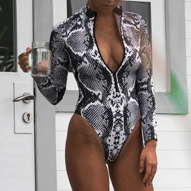 2022 Sexy Snake Print Long Sleeve Female Swimwear One Piece Swimsuit Women Zipper Monokini High Cut Bathing Suit Swim Beachwear
2022 Sexy Snake Print Long Sleeve Female Swimwear One Piece Swimsuit Women Zipper Monokini High Cut Bathing Suit Swim Beachwear