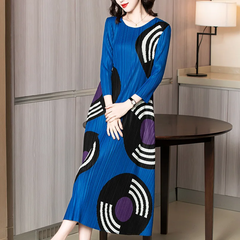 2021 Spring New Fashion Round Neck Mid-length Loose Print Dress Plus Size Mid-aged Women Dress Birthday Dress for Women Q005 
2021 Spring New Fashion Round Neck Mid-length Loose Print Dress Plus Size Mid-aged Women Dress Birthday Dress for Women Q005