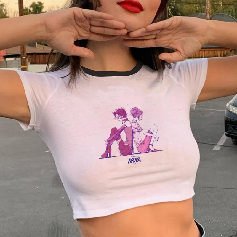 Модный трендовый женский пикантный укороченный топ футболка с баной из аниме