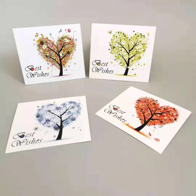 

50pcs Tree Painting Four Season Decoration Greeting Card Message Blessing Card For Graduation Mother Father Day Valentine's