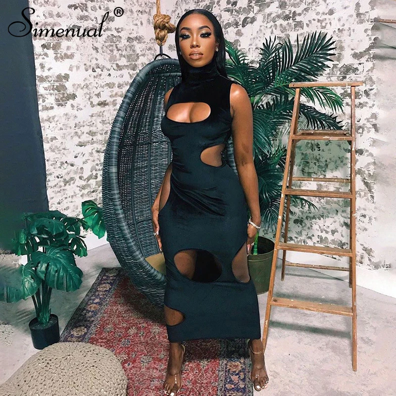 Simenual Cut Out Velour Midnight Clubwear Dresses Sleeveless Women Birthday Outfits Sexy Hot Bodycon Party Maxi Dress Fashion 
Simenual Cut Out Velour Midnight Clubwear Dresses Sleeveless Women Birthday Outfits Sexy Hot Bodycon Party Maxi Dress Fashion