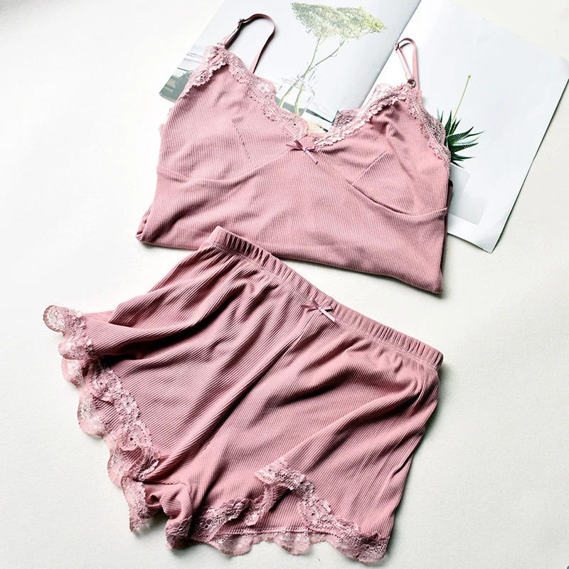 Two Piece Cottons Set for Women Sexy Lace Top And Shorts Pajama Spaghetti Strap Sleepwear High Elastic Woman Clothes
Two Piece Cottons Set for Women Sexy Lace Top And Shorts Pajama Spaghetti Strap Sleepwear High Elastic Woman Clothes