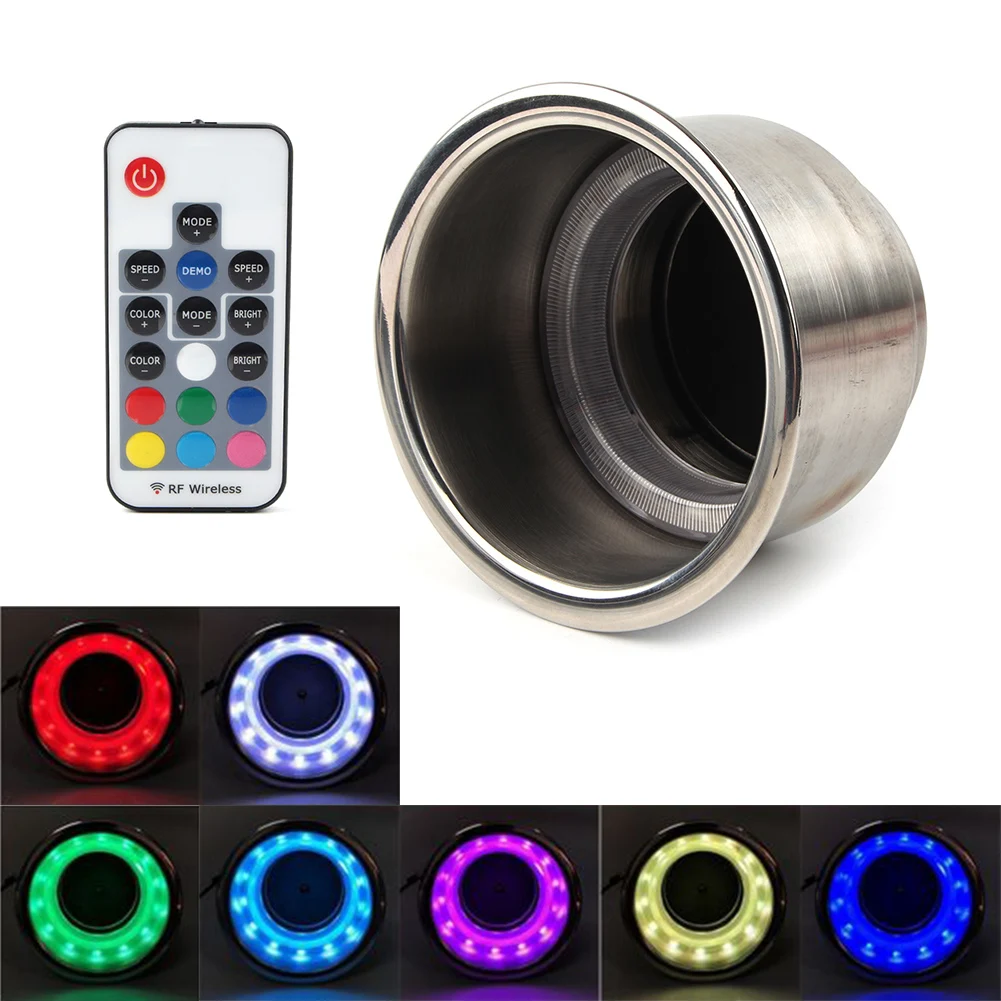 Stainless Steel DC 12V Colorful LED RGB Drink Cup Holder with Remote Control For Marine RV Truck Cars
Stainless Steel DC 12V Colorful LED RGB Drink Cup Holder with Remote Control For Marine RV Truck Cars