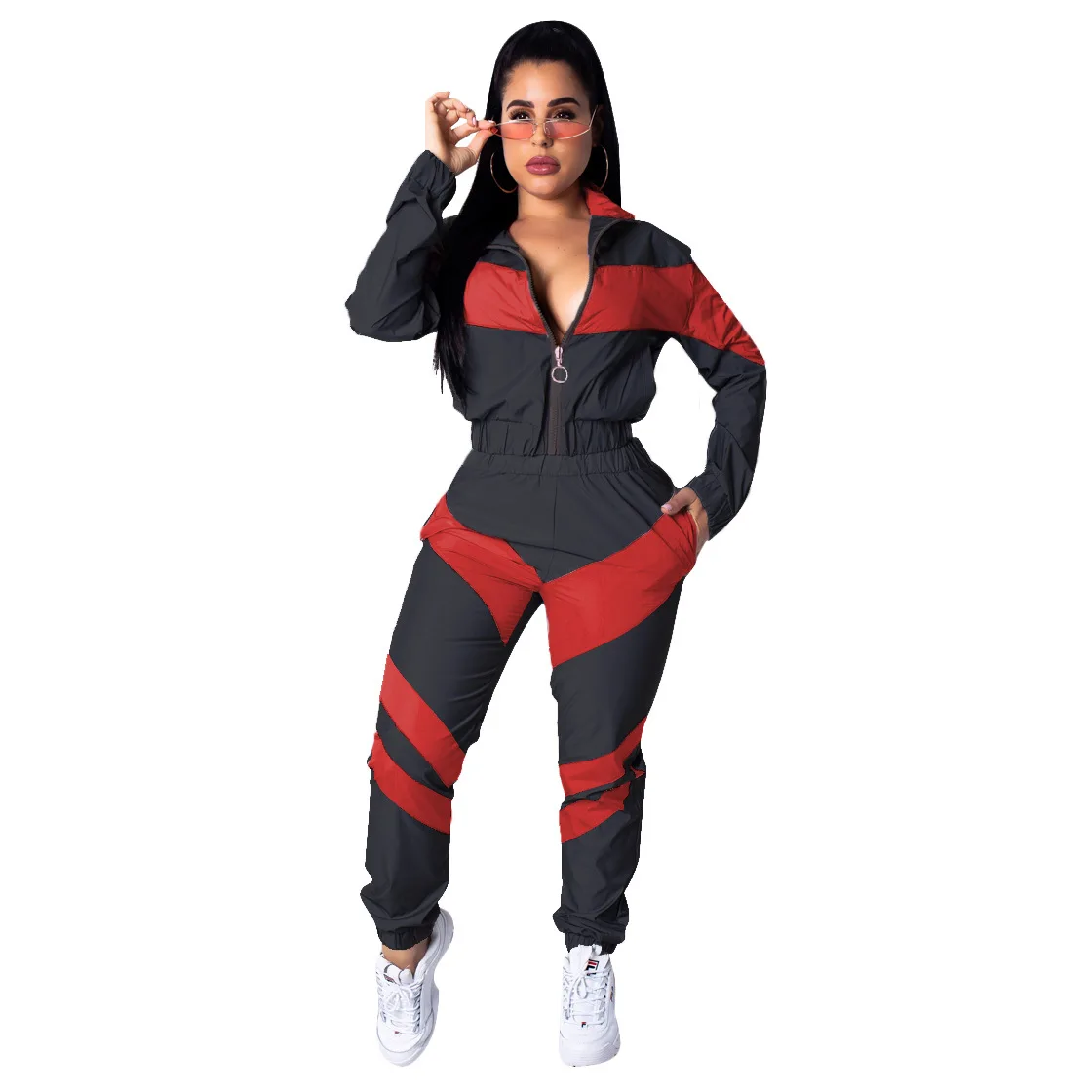 2021 ladies sports 2 pieces of sportswear solid color patchwork long-sleeved sweatshirt pants casual sportswear suit
2021 ladies sports 2 pieces of sportswear solid color patchwork long-sleeved sweatshirt pants casual sportswear suit