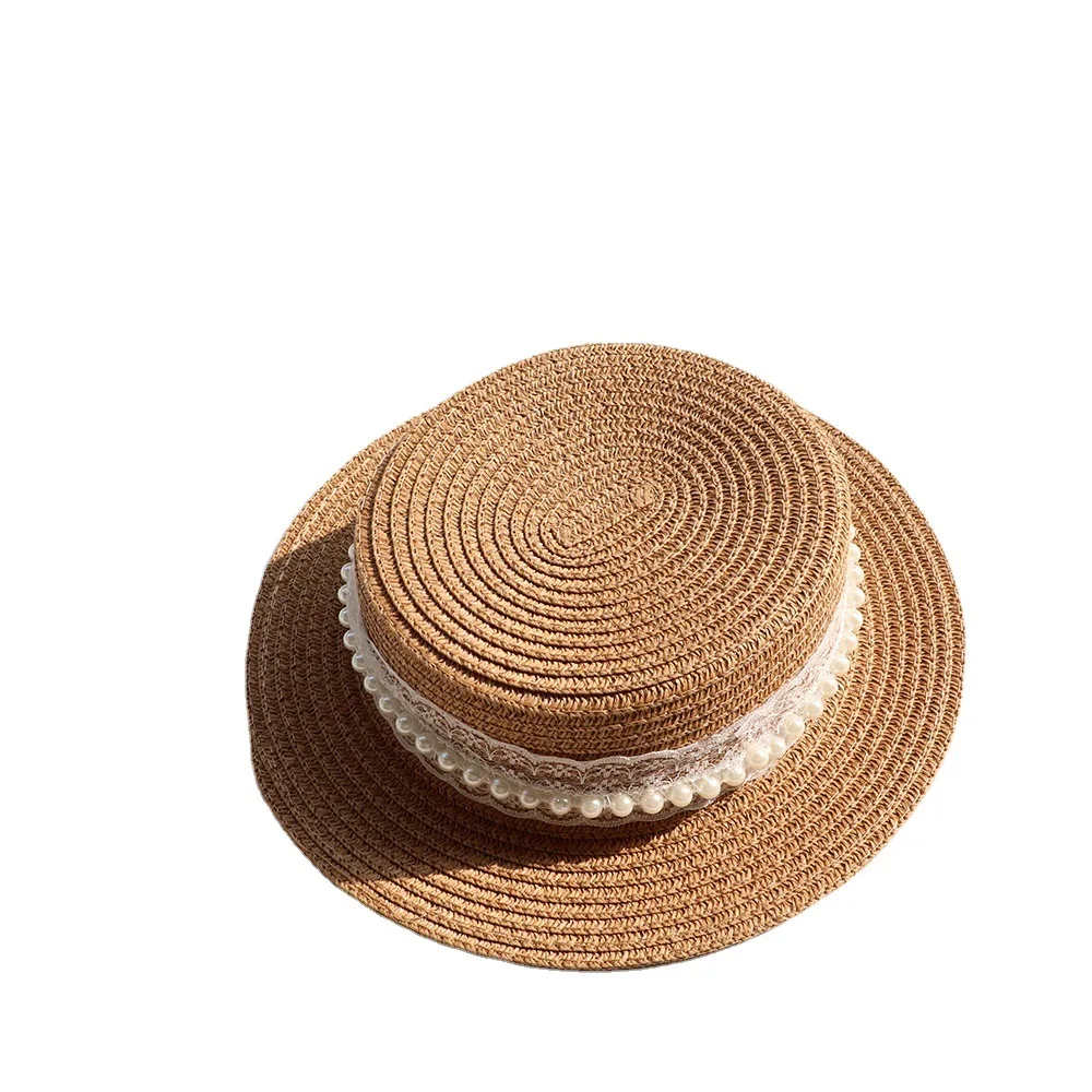 Flat Top Straw Hat Summer Spring Women's Trip Caps Leisure Pearl Beach Sun Hats Breathable Fashion Lace Girl Hats Gorros
Flat Top Straw Hat Summer Spring Women's Trip Caps Leisure Pearl Beach Sun Hats Breathable Fashion Lace Girl Hats Gorros