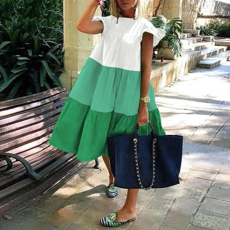 Summer 2020 new color contrast three color stitching dress round neck baby skirt casual poncho skirt
Summer 2020 new color contrast three color stitching dress round neck baby skirt casual poncho skirt