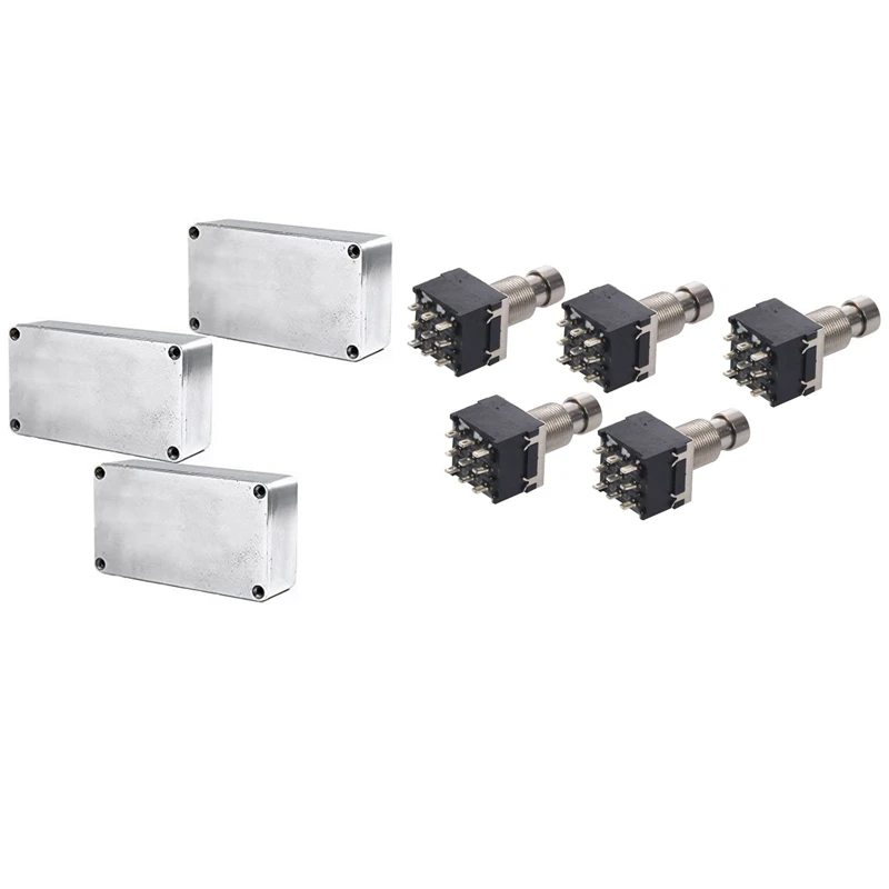 5 Pcs Black 3PDT 9-Pin Guitar Effects Stomp Switch & 3 PCS 1590B Style Guitar Effects Pedal Aluminum Stomp Box
5 Pcs Black 3PDT 9-Pin Guitar Effects Stomp Switch & 3 PCS 1590B Style Guitar Effects Pedal Aluminum Stomp Box