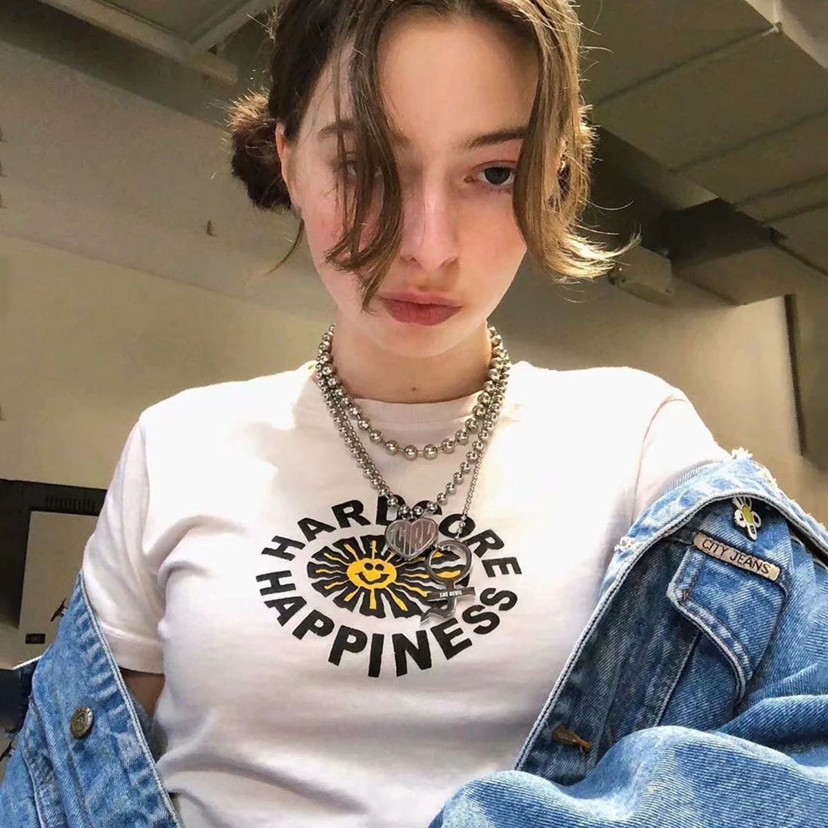 Vintage Casual Graphic T Shirts Women 2020 New Harajuku Sunflower Print Short Sleeve Summer Crop Tops Sexy Slim Cotton Tees
Vintage Casual Graphic T Shirts Women 2020 New Harajuku Sunflower Print Short Sleeve Summer Crop Tops Sexy Slim Cotton Tees